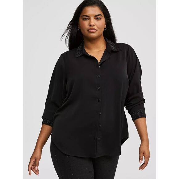 Torrid Lizzie Long Sleeve Embellished Shirt NWT 2X - Picture 1 of 6